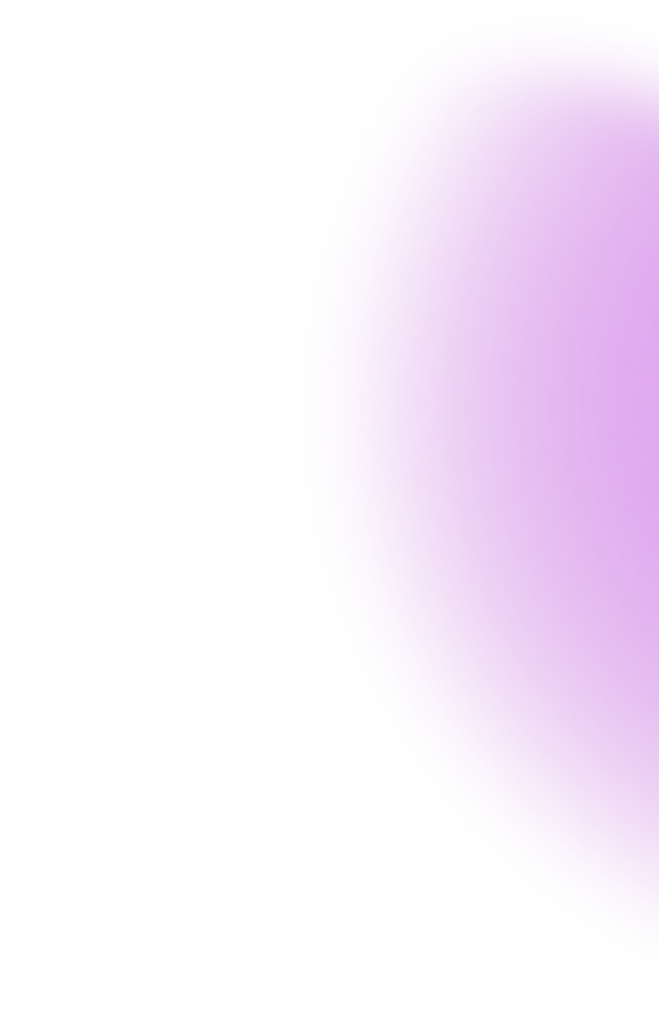 A soft, abstract gradient design with a glowing purple and pink hue concentrated on the left side